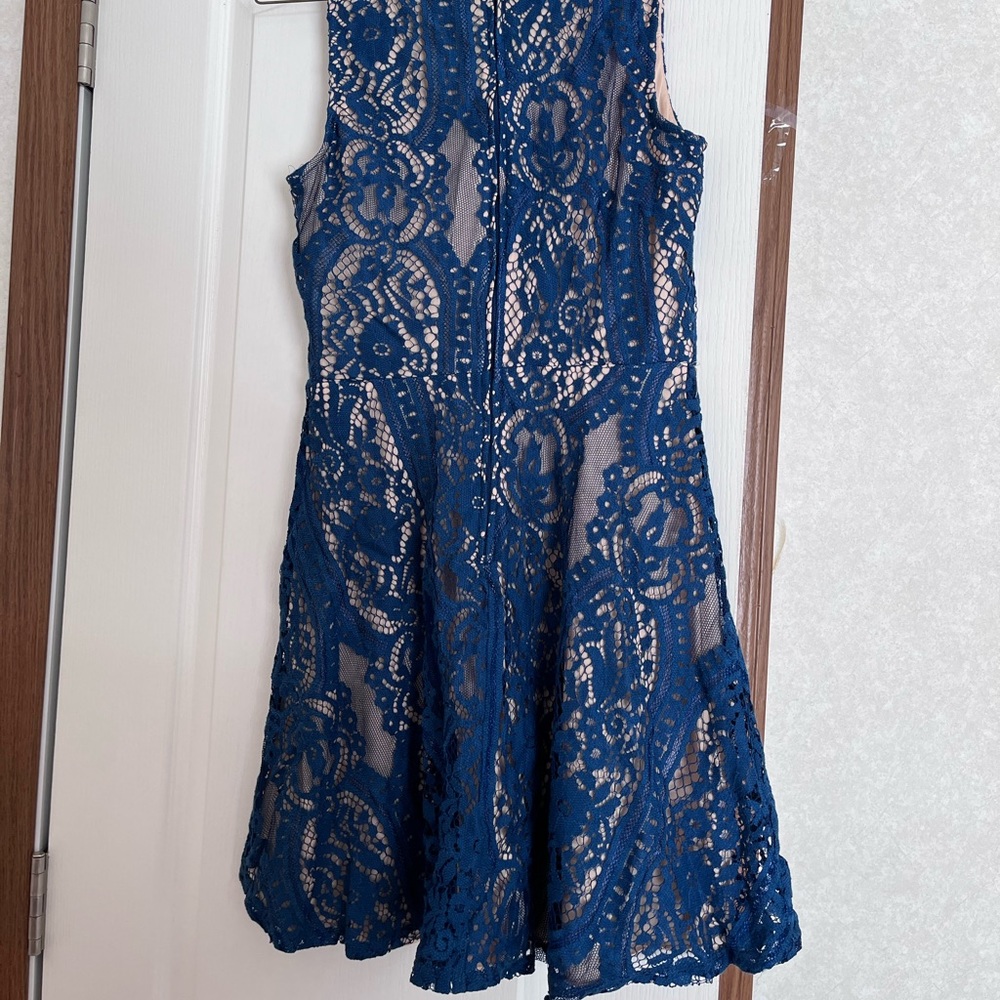 Charlotte Russe Blue and Tan Short Sleeveless Dress Size Small